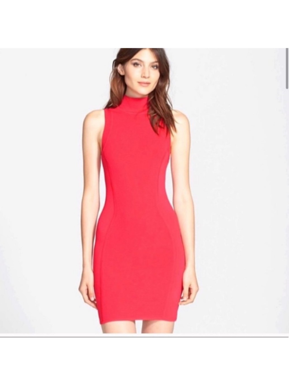Parker Rosebud Ribbed Bodycon Sleeveless Coral Dress Size Small